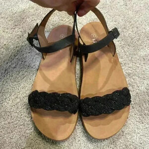 Link Comfort Girls Sandals Buckle Slingback‎ Shimmer Size 4